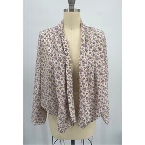 Free Hug Women's Ivory Ditsy Floral Draped Blazer Jacket Size Medium New